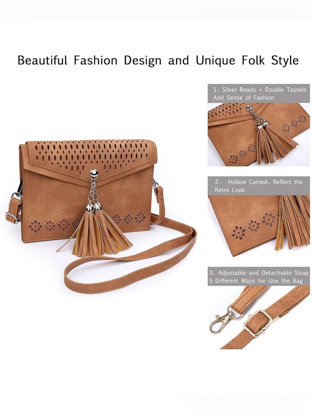 Small Crossbody Bag with Tassel Wallet Purse - NWOT - Picture 3 of 7